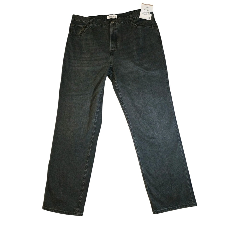 Abercrombie & Fitch 90s Straight Ultra High Rise Faded Black Jeans 18 (40x31) Nw